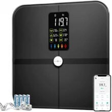 Body Fat Scale, Posture Extra Large Display Digital Bathroom Wireless Weight Scale Composition Analyzer with Heart Rate Heart Index & Body Shape Index with Free APP 400Lb Black