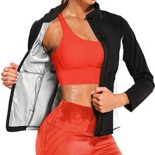 URSEXYLY Sauna Suits for Women Sauna Sweat Waist Trainer Weight Loss Workout Jacket Long Sleeve Slimming Body Shaper Shirts