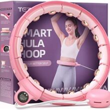 Tezewa Smart Hula Hoops for Adults Weight Loss, Fitness Hoop 14 Adjustable Detachable Knots, with Ball Auto Rotate 360 Degree for Women and Beginners