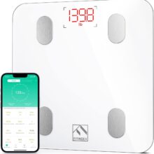 FITINDEX Smart Scale for Body Weight, Digital Bathroom Scale BMI Body Fat Scale Bluetooth Weighting Machine for People with Baby Mode, Accurate Body Composition Monitor Health Analyzer with App, 400lb