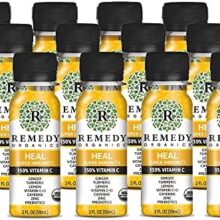 Remedy Organics Immunity Plus Shot, Heal 12-Pack | Boost Energy, Brain Function, Detoxification, and Metabolism | Certified-Organic Ingredients